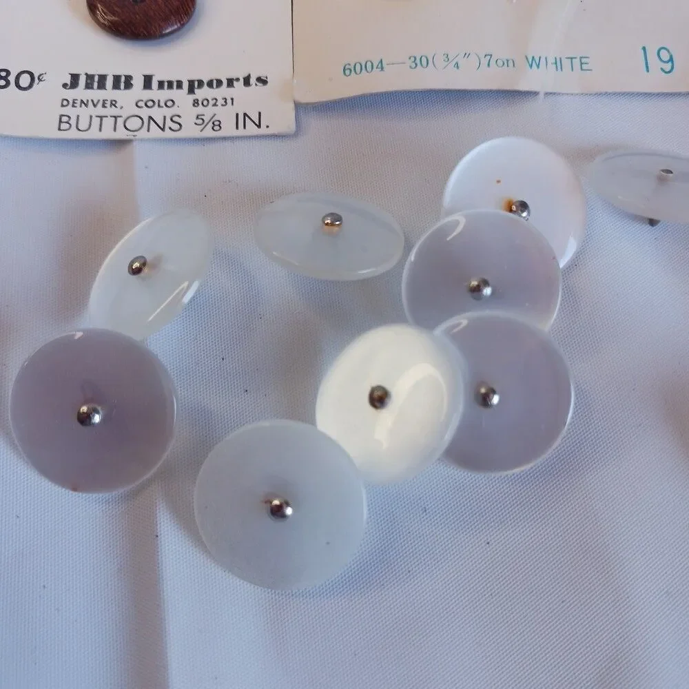 Vintage Buttons Mixed Lot New & Used Mother of Pearl Metal Leather Plastic